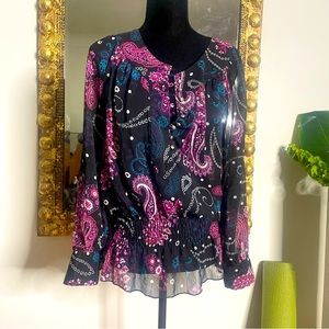 Rampage Paisley Print Top Size Medium
